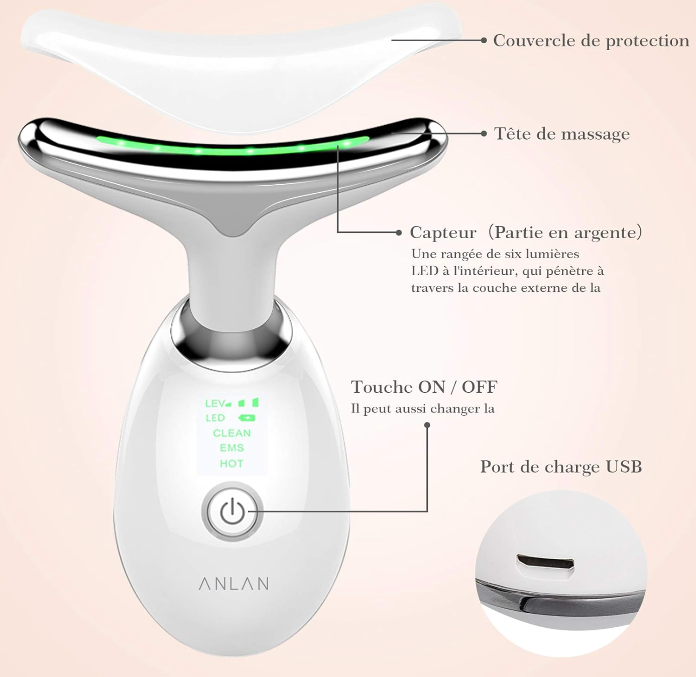 Appareil Anti-Rides Visage & Cou à Technologie LED & Micro-Courant