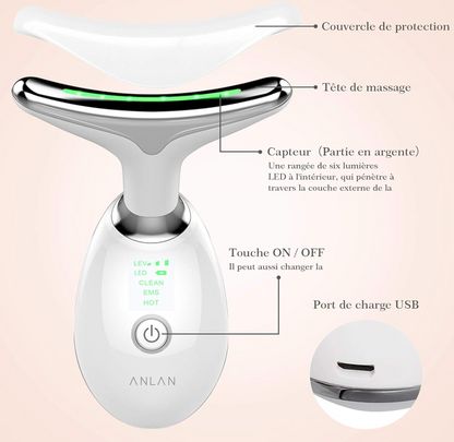 Appareil Anti-Rides Visage & Cou à Technologie LED & Micro-Courant