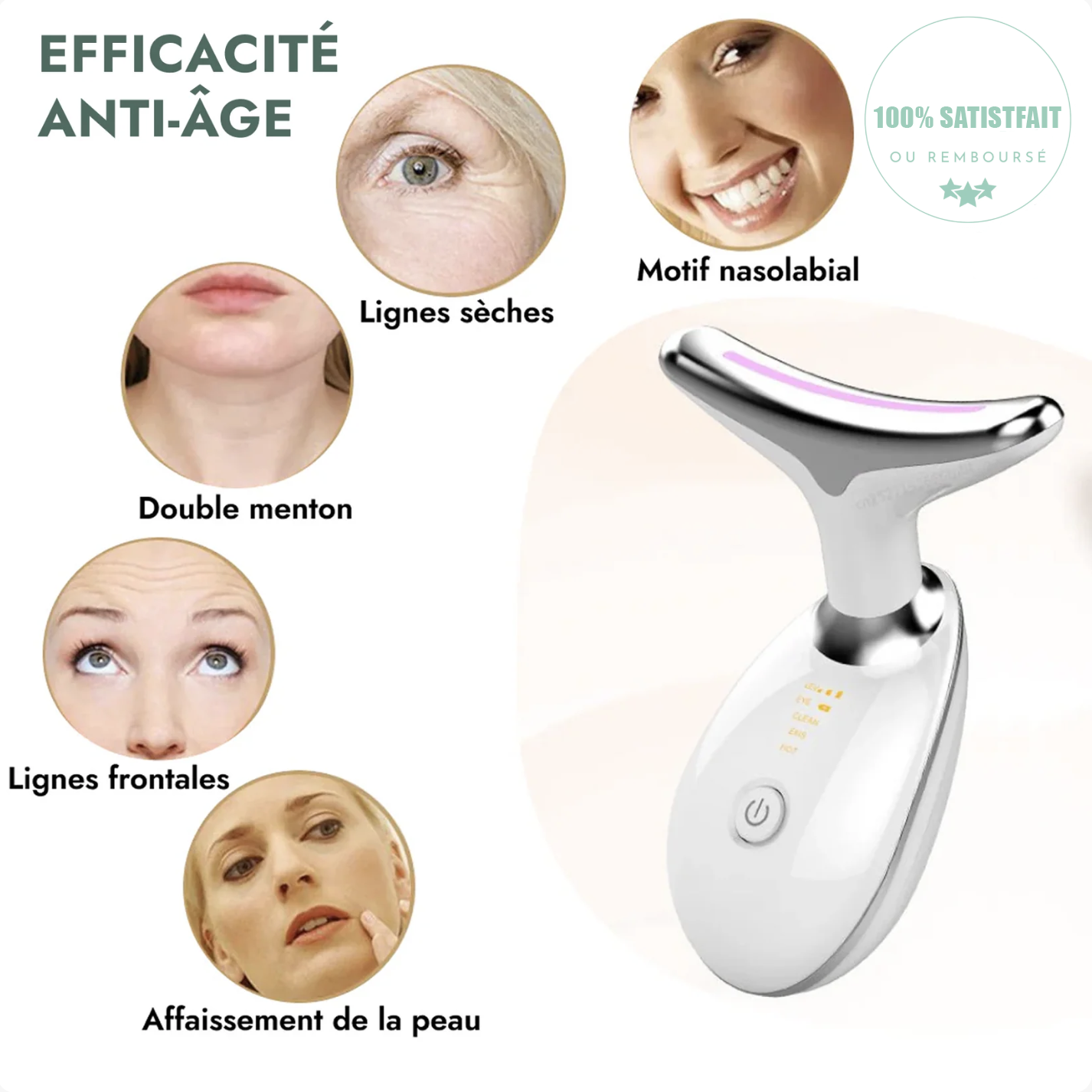 Appareil Anti-Rides Visage & Cou à Technologie LED & Micro-Courant