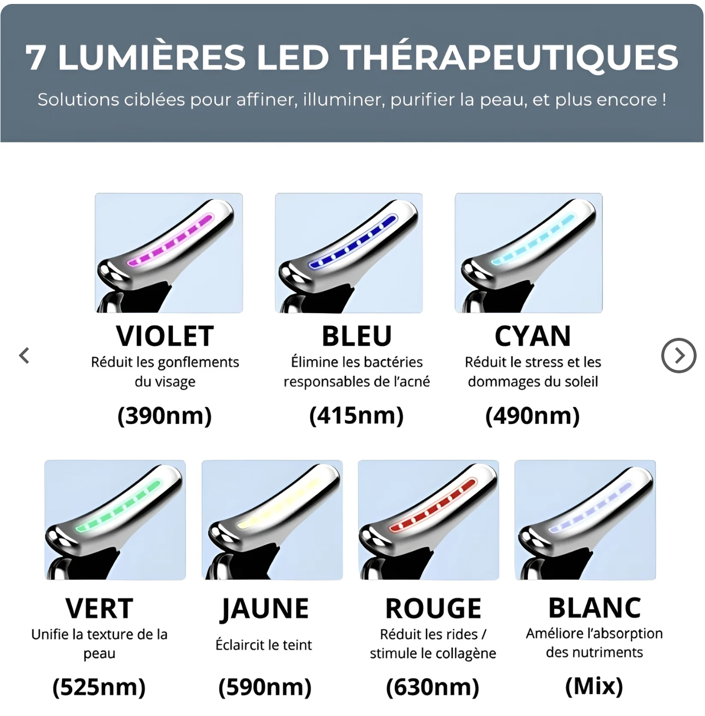 Appareil Anti-Rides Visage & Cou à Technologie LED & Micro-Courant