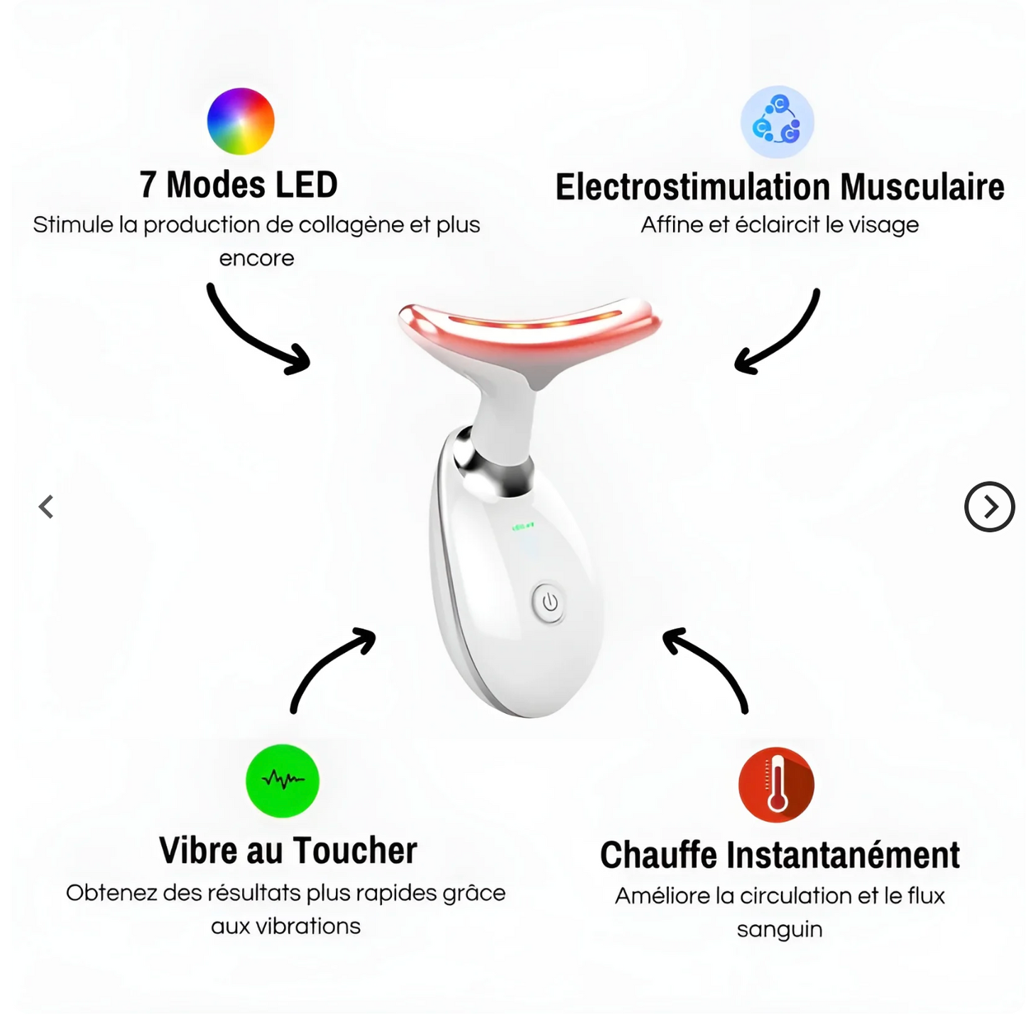 Appareil Anti-Rides Visage & Cou à Technologie LED & Micro-Courant
